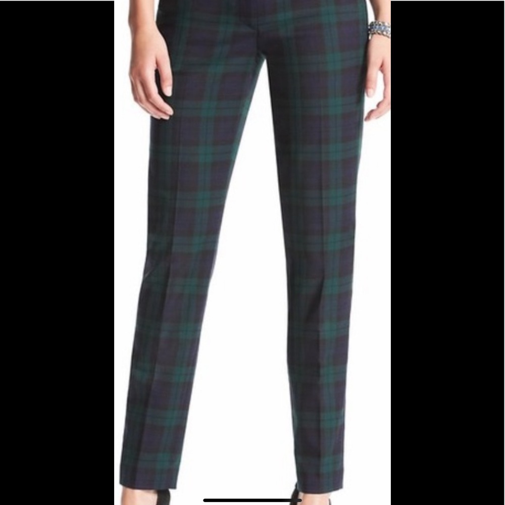 ANN TAYLOR LOFT- Plaid Hunter Green/Navy, Size 8P